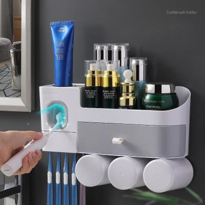 China Sustainable Bathroom Accessory Set Wall Mounted Bathroom Cup Handle With Toothbrush Holder for sale