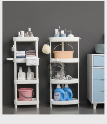 China Hot Sale Household Multifunctional Kitchen Bathroom Storage Shelf Plastic Stocked Rack for sale