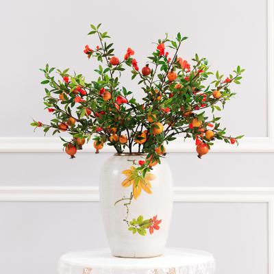 China Real Touch Greenery Plants Fake Artificial Fruit Plant Pomegranate Branches For Flower Arrangement Accessories Home Decoration for sale