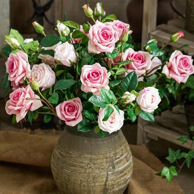 China Wedding Celebration hot sale 2 main white latex real touch rose artificial flowers for bouquet wedding bridal for sale