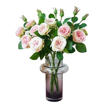 China Silk Hot Selling 2 Head Single Stem Faux Rose Artificial Flowers For Wedding Party Home Decor for sale