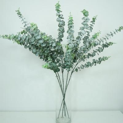 China Wholesale Indor Decoration Bulk Flocked Real Touch Eucalyptus Branch For Flower Arrangement for sale