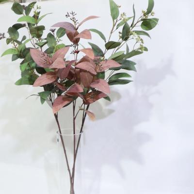 China Wholesale Artificial Indor Decoration Eucalyptus Seeded Spray in Green Burgundy for Home Decor for sale