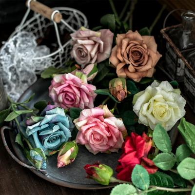 China Wholesale Indor Decoration Autumn Color 2 Head Mounted Artificial Flowers For Home Decor for sale