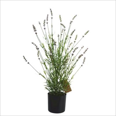 China 27 Inch High Touch Real Purple Plastic Lavender Eco-friendly Almost Natural Potted Artificial Lavender Plant In Pot For Garden Decor for sale