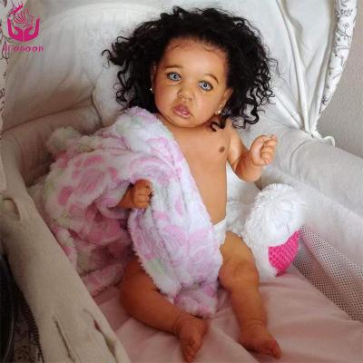 China Toy UCanaan 55Cm Wholesale Lifelike Cartoon Reborn Baby Dolls 22 Inch Silicone Alive Soft Black for sale