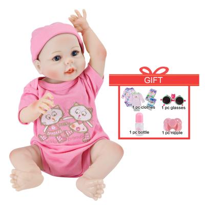 China Reborn Custom Toy Ucanaan Cute 18 Inch 45Cm Eyes Full Body Silicone Vinyl Soft Open Newborn Baby Dolls for sale