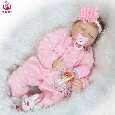 China Soft Toy UCanaan Sleep Girl Close Eyes 22 Inch 55Cm Lifelike Silicone Bebe Dolls Baby Reborn for sale