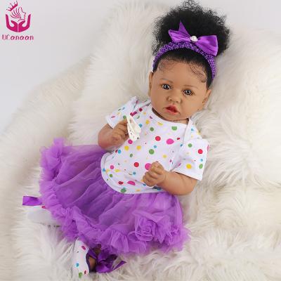 China Real Life African Cartoon Toy UCanaan Girl 23 Inches 58Cm Black Reborn Baby Dolls for sale