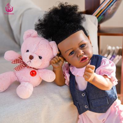 China Realistic Cartoon Toy UCanaan African American 23Inch 58Cm Black Reborn Baby Dolls for sale