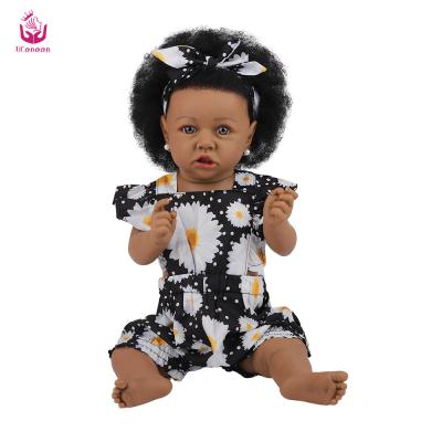 China Wholesale Cartoon Toy UCanaan OEM 23 Inch Soft Reborn African Black Baby Dolls For Children for sale