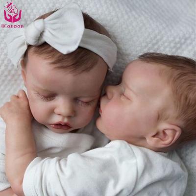 China 17 Inch 43Cm Newborn Body Silicone Cloth Baby Doll Reborn Twins Soft Toy UCanaan for sale