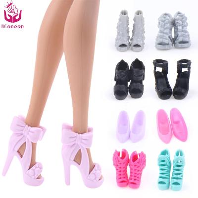 China Doll Shoes UCanaan Doll Accessories Cheap Custom Mini Plastic Doll Shoes High Heels Sandals for sale