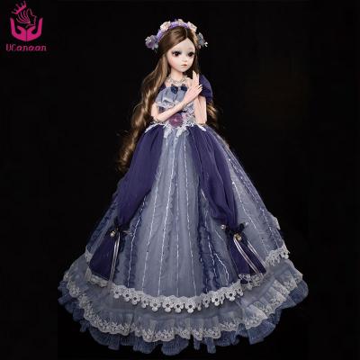 China Free Shipping Gift of 18 UCanaan Girls Body Joints Makeup Outfits Full Dress Palace Cheek 1/3 Big BJD Dolls 60CM Ball Doll With Wig for sale