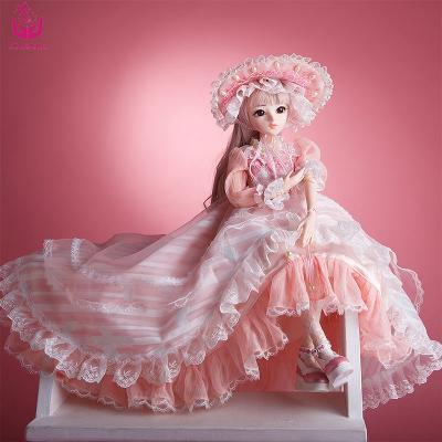 China 18 Joints Body Ucanaan Pink 1/3 Free Shipping 24 Wholesale 60cm Jointed Princess Inches Dress Bjd Dolls for sale