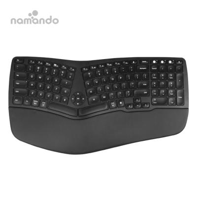 China Plug and Play Wireless Ergonomic Keyboard with Trackball and Roller Wheel USB 2.4G Quiet Split Keyboard with 16 Multimedia Keys for sale