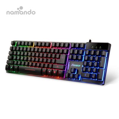 China Colorful Backlit Gaming Keyboard Rainbow Gaming Keyboard RU/ES Layout with Microphone USB Wired Keyboard for PC Gamer Computer for sale