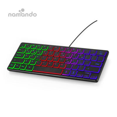 China Mini Wired Backlit Keyboard Crack Plug and Play LED USB Wired Colorful Breathing Waterproof For Computer Keyboard for sale