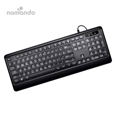 China Namando standard large print tri-color backlit wired keyboard screen print large usb keyboard versions for sale