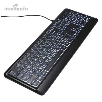 China Standard large print keyboard backlight USB wired namando keyboard for sale