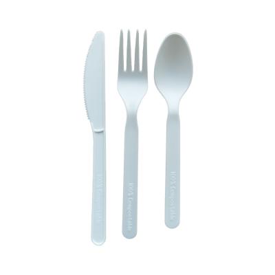 China Eco Friendly Disposable PLA Cutlery Set Disposable Spoon And Fork for sale