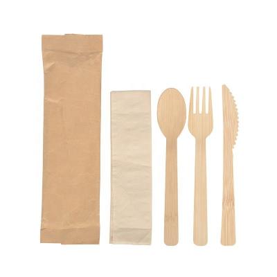 China Travel Knife Fork Spoon Bamboo Cutlery Real Eco-Friendly Compostable Biodegradable Disposable Bamboo Wooden Cutlery Utensils for sale