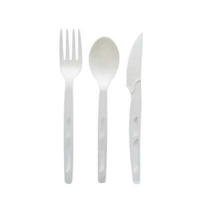 China Biodegradable PLA Cutlery Set Knife Fork Disposable Spoon Stocked Peep Price Disposable Hot Sale for sale