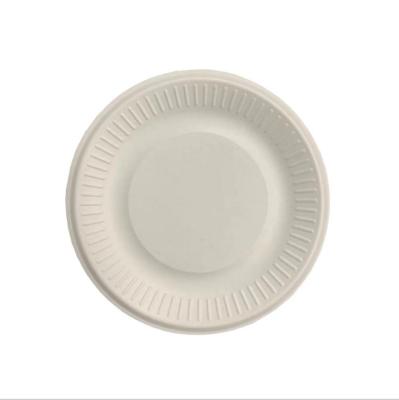 China Hot Sale Disposable Bagasse 6inch Cake Degradable Paper Plate for sale