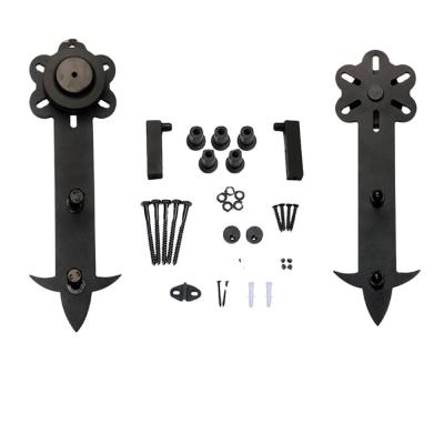 China Sliding Barn Door Flower Cut Black Iron Sliding Barn Door Hardware (HT-B013) for sale