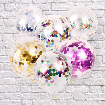 China Toy Toy Factory Wholesale 12inch 50pcs/bag Promotional Confetti Balloons Acclarent Party Birthday Decoration Latex Sequin Balloons On Hot Sale for sale