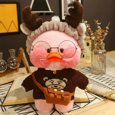 China Cute Cartoon Plushies Soft Animal Lalafanfan Coffee Toys Mimi Letter Pink Duck Doll Stuffed Doll Product Stuffed Plush Doll Product 30cm for sale