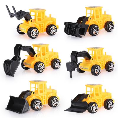 China Hot Selling Simulation Model 6pcs/lot 6pcs/lot Cake Ornaments Plastic Model Mini Engineering Vehicle Slide Car Toys for sale