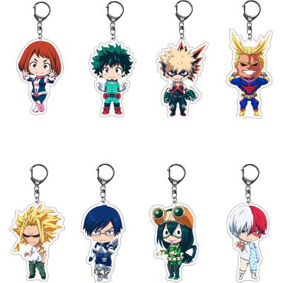 China Metal Key Chain Metal Key Chains My Double Hero Academia Accessories Anime Cartoon Mini Figure Pendant Side Acrylic Transparent Key Chains for sale