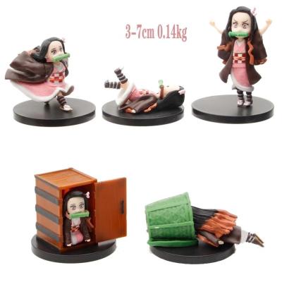 China Comic Toy Cartoon Toy 5 Pieces/Set Cute Angry Cartoon Anime Demon Slayer Model Kimetsu Frivolous Doll No Yaiba Kamado Nezuko Action Number for sale