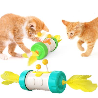 China 2021 Hot Viable Pet Toys Hunt Rod Tumbler Pet Toy Funny Feather Stick Cat Fighter Toy Ball Pet for sale