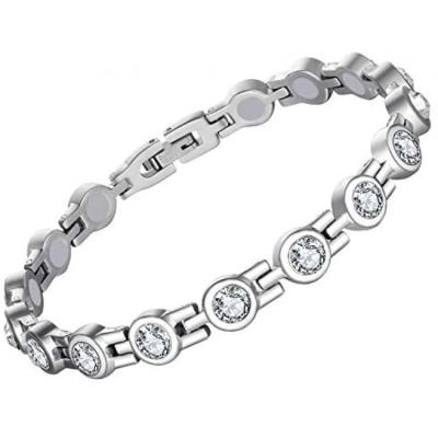 China CLASSIC Magnetic Bracelet For Women Arthritis Pain Relief Therapy Titanium Steel Magnetic Bracelets With Cubic Gorgeous Glitter for sale