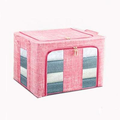 China Viable Foldable Dust Proof Storage Box Storage Bag Dust Proof Wardrobe Organized Box For Comforter Clothing 1PC (Pink) for sale