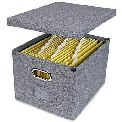 China Viable Folding File Storage Box Large Capacity Desktop Folder Organizer for Letter/Administrative Size Folder Hanging Box, Gray 1Pack for sale