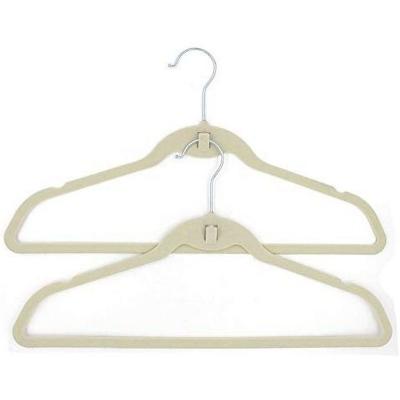 China 10pcs Velvet Plastic Flocking Non-Slip Hangers Space Saving Workable Hangers 360 Degree Swivel Chrome Hook For Suit Coat for sale