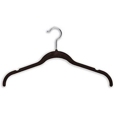 China Velvet Shirt and Dress Hangers Sustainable Notched Shoulder Prevents Slipping Chrome Steel Swivel Hooks for sale