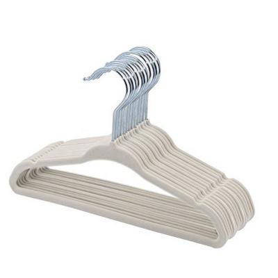 China Sustainable Baby Velvet Hangers Non Slip Toddlers Hanger - 30 Pack Beige for sale