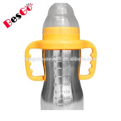 China Silicon Double Wall 304 Stainless Steel Baby Bottle Water Milk Bottle for sale