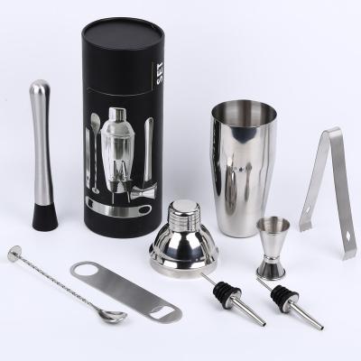 China Sustainable 8pcs Gift Box Packaging Stainless Steel Cocktail Shaker Set for sale