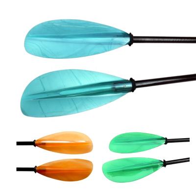 China Unisex Custom 2 Pieces Carbon Blade Fiberglass Shaft Translucent Smooth Kayak Paddle for sale