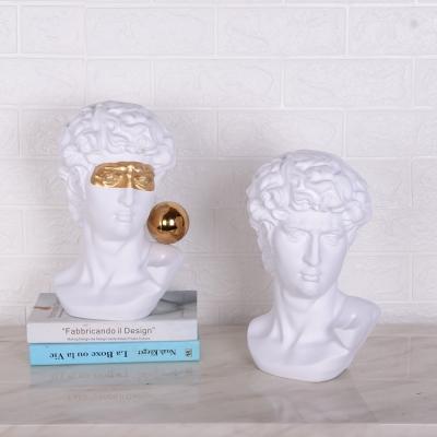 China Modern Minimalist European Greek Home Decoration Ornament Resin Art Sculptures In White Classic David Statue for sale