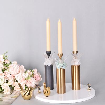 China Modern Minimalist Luxury Home Accessories Decor Pieces Gold Metal With Natural Crystal Stone Accents Sconces for sale