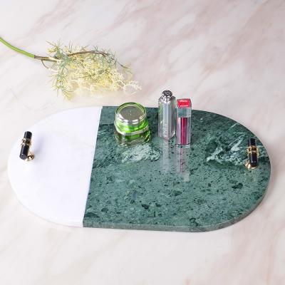 China Luxury Green and White Marble Decorations for Home Interior High End Decorative Vanity Trays for Dining Table Decor for sale