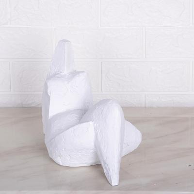 China Resin Minimalist Modern Home Decor Abstract Sculpture in White Art Decor Statue for sale