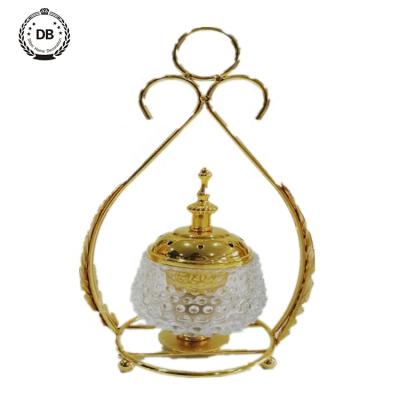 China High Quality Cheap Stand Arabic Oriental Portable Crystal Single Decorative Metal Incense Burners Censer Glass Censer for sale