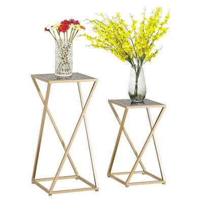 China Gold Plating Geometric Flower Stand Wedding Durable Metal Flower Stand Table Centerpiece Weddings For Party for sale